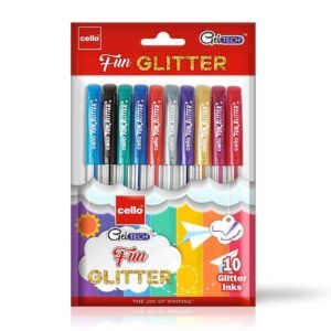 Alternative view of Cello Deco Gel Pen(25 Pens Jar - Blue)| Waterproof Gel Pen Ink For Smudge Free & Smooth Writing & Cello Geltech Fun Glitter Gel Pen(Pack Of 10 Pens In Multicolour Ink)| Glitter Gel Pens For Art Lo