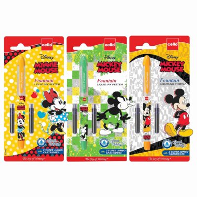 Cello Disney Mickey Fountain Pen - 3 Pen Combo - Multicolor