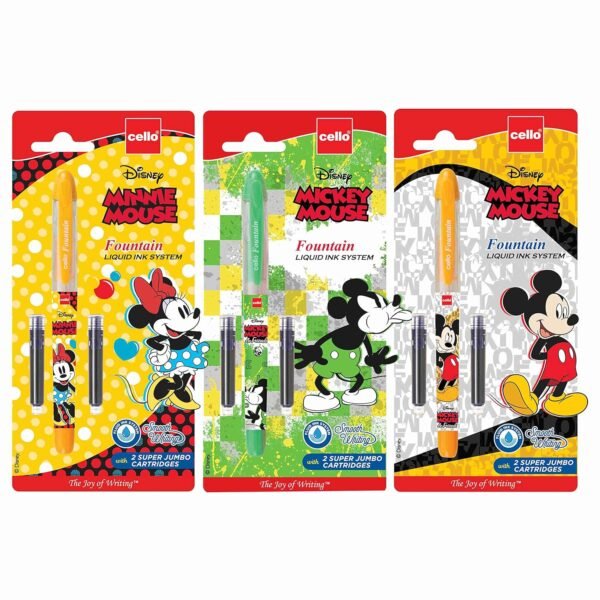 Cello Disney Mickey Fountain Pen - 3 Pen Combo - Multicolor