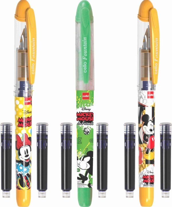 Cello Disney Mickey Fountain Pen - 3 Pen Combo - Multicolor - Image 2
