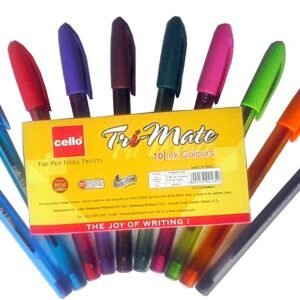 Cello Dtl Company Tri-Mate 1.0Mm Nickel 10 Color Set Ball Pen (Pack Of 3),Blue