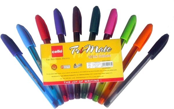 Cello Dtl Company Tri-Mate 1.0Mm Nickel 10 Color Set Ball Pen (Pack Of 3),Blue