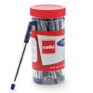 Cello Finegrip Ball Pen (25 Pens Jar - Blue) | Comfortable & Smooth Writing Ball Pens Geltech Fun Glitter Gel Pen (Pack Of 10 Pens In Multicolour Ink) | Glitter Gel Pens For Art Lo