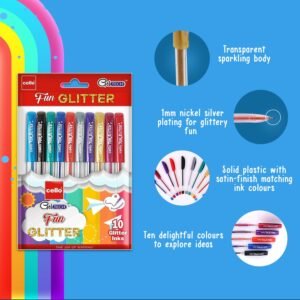 Alternative view of Cello Geltech Fun Glitter Gel Pen|Pack Of 20|Glitter Gel Pens For Art Lovers And Kids|Glitter Pen Set|Drawing Pen Set|Ideal For Art And Craft Purposes|Gel Pen|Colouring Set|Multicolor
