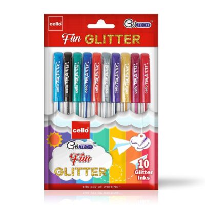 Cello Geltech Fun Glitter Gel Pen(Pack of 10 Pens in Multic…