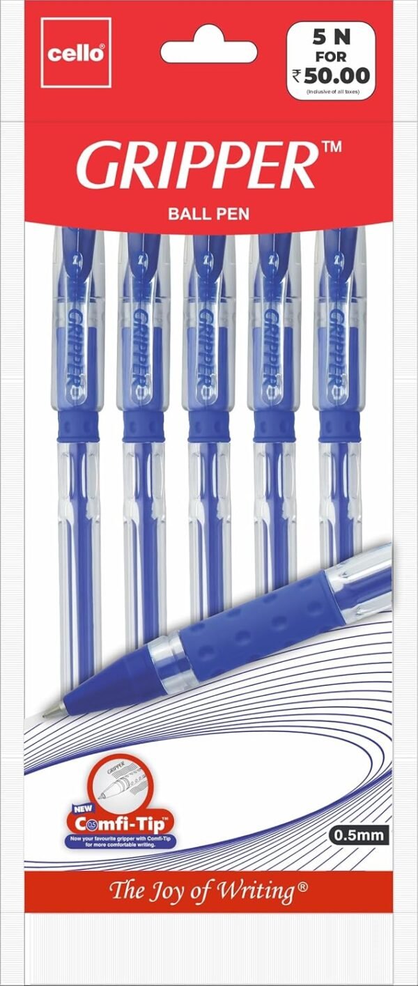 Cello Gripper-1 Ball Pen, Blue - Pack of 5 - Image 2
