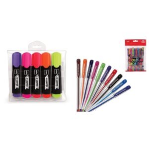 Alternative view of Cello Hi-Lighter (Pack Of 5, Vivid Colors - Yellow, Pink, Peach, Orange And Purple) | Easily Applica & Cello Colour Bombs - 10Pc Coloured Ink Gel Pens