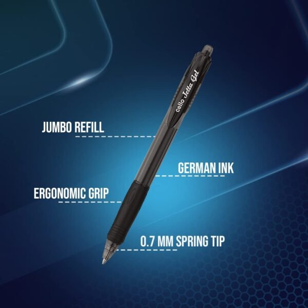 Cello Jetta Gel Pens Set | 2 Blue, 2 Black, 1 Red | Jumbo Refill Ball | Retractable for Students - Image 7