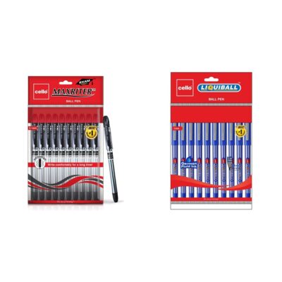 Cello Maxriter Ball Pen Set (Pack Of 10 Pens - Black)| Ligh…