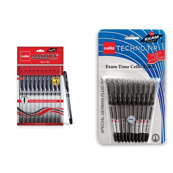 Cello Maxriter Ball Pen Set (Pack Of 10 Pens - Black)| Lightweight Ball Pens For Pressure Free & Fin Technotip Ball Pen Set - Pack Of 10 (Black) - Image 7