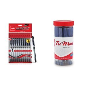 Alternative view of Cello Maxriter Ball Pen Set (Pack Of 10 Pens - Black)| Lightweight Ball Pens For Pressure Free & Fin Trimate Ball Pen (25 Pens Jar - Blue) | Ball Pen Set With Comfortable Writing Experience
