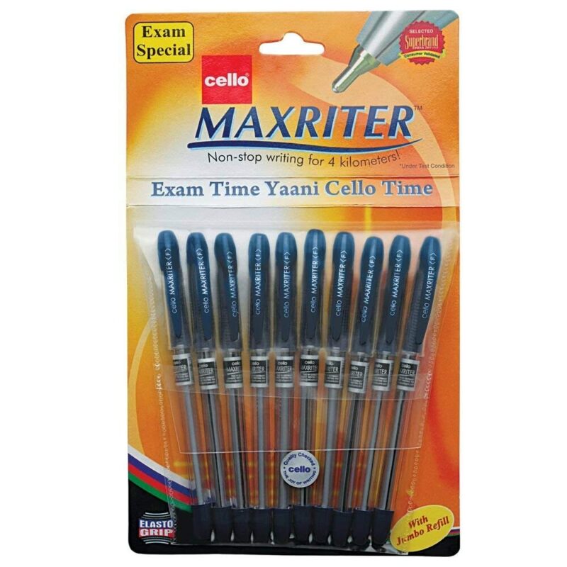 Cello Maxriter Ball Pen Set(Pack Of 10 Pens-Black)| Lightweight Ball Pens For Pressure Free and Fin Maxriter Ball Pen Set(Pack Of 10 Pens-Blue)| Lightweight Ball Pens For Pressure Free and Fin