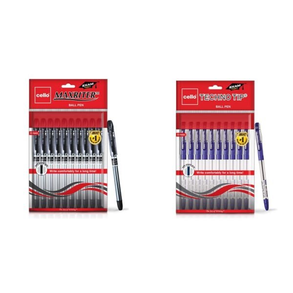 Cello Maxriter Ball Pen Set(Pack Of 10 Pens-Black)| Lightweight Ball Pens For Pressure Free & Fin Technotip Ball Pen Set(Pack Of 10 Pens-Blue)| Lightweight Ball Pens For Pressure Free & Fi - Image 5
