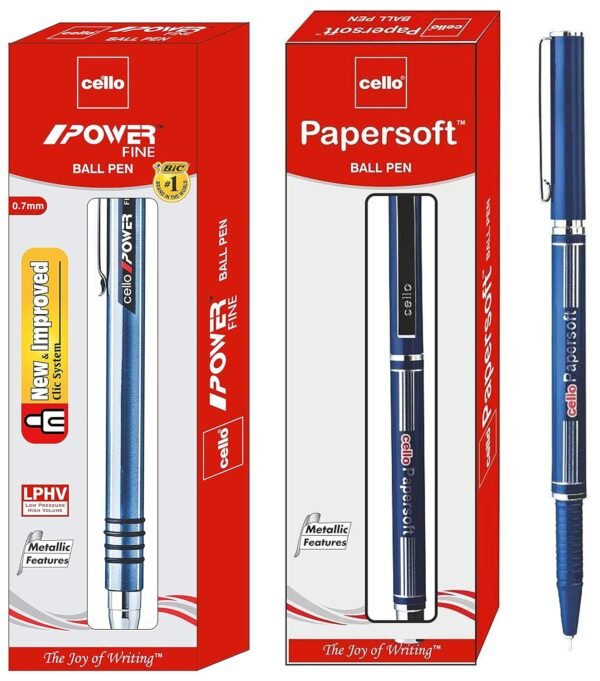 Cello Papersoft Ball Pen (Pack of 10 pens - Blue) Power Ball Pen - Pack of 10 (Blue) - Image 5
