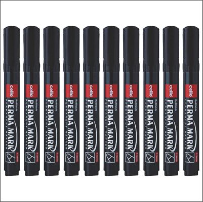 Cello Perma Mark Permanent Marker, Black, Count of 10