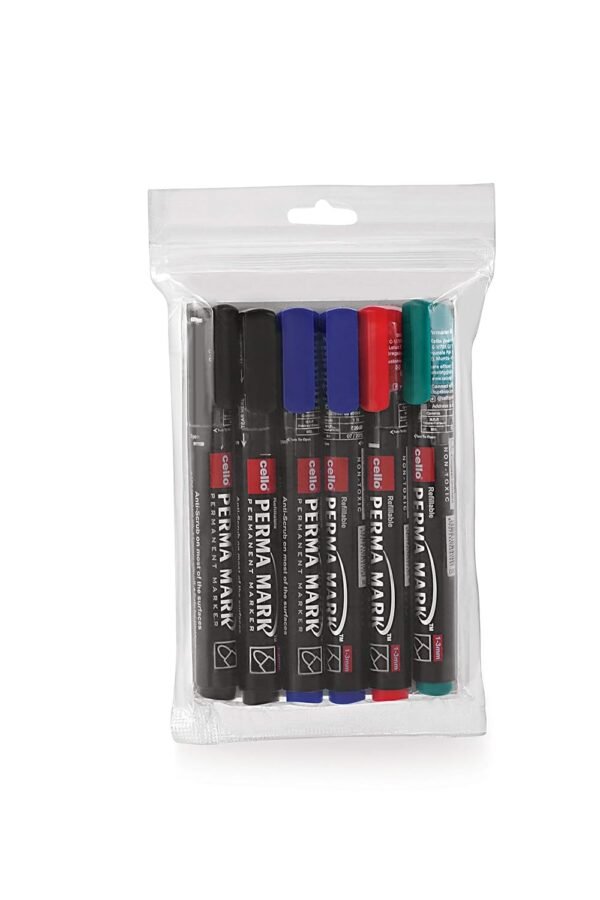 Cello Perma Mark Permanent Marker - Set Of 6 (Assorted), Bold - Image 3