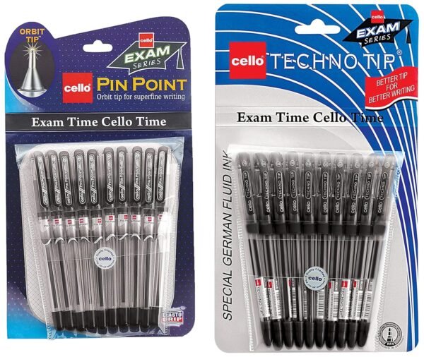 Cello Pinpoint Ball Pen- Black (Pack of 10) Technotip Ball Pen Set (Pack of 10 pens - Black)