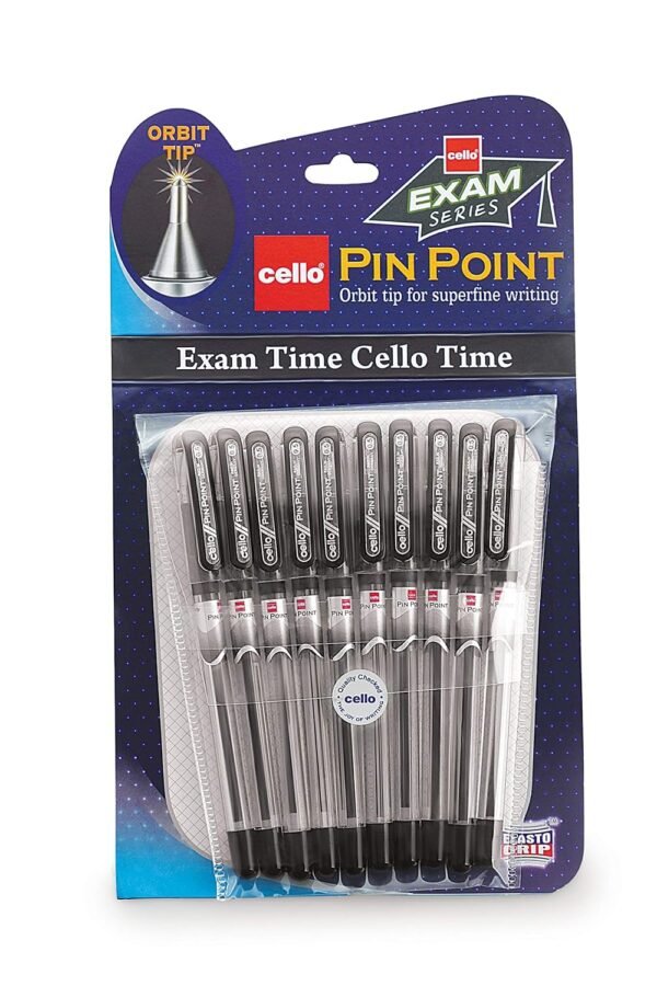Cello Pinpoint Ball Pen- Black (Pack of 10) Technotip Ball Pen Set (Pack of 10 pens - Black) - Image 4
