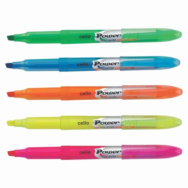 Cello Power Line Highlighter - Pack of 10 (Multicolor) Bling Pastel Ball Pens (25 Pens Jar - Blue) - Image 7
