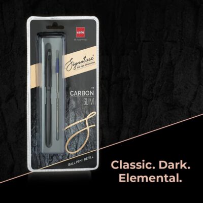 Cello Signature Carbon Slim Ball Pen + Refill Pack | Blue I…