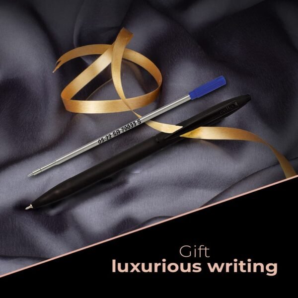 Cello Signature Carbon Slim Ball Pen + Refill Pack | Blue Ink | 1 Ball Pen + 1 Refill | Matte Black Finish | Premium Metal Pen for Gift | Stylish Corporate & New Year Gifts for Men & Women - Image 5