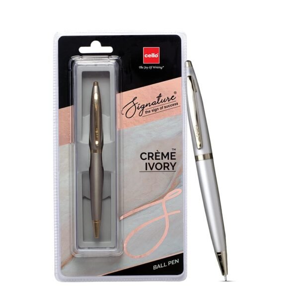 Cello Signature Creme Ivory Ball Pen | Blue Ball Pen | Pack of 1 & Moonlit Ball Pen | Blue Ball Pen | Pack of 1 - Image 3