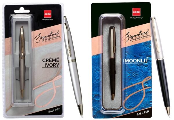 Cello Signature Creme Ivory Ball Pen | Blue Ball Pen | Pack of 1 & Moonlit Ball Pen | Blue Ball Pen | Pack of 1 - Image 4