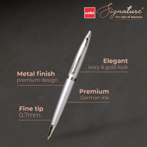 Cello Signature Creme Ivory Ball Pen | Blue Ball Pen | Pack of 1 & Moonlit Ball Pen | Blue Ball Pen | Pack of 1 - Image 7