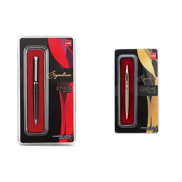 Cello Signature Ethos Ball Pen - Blue | Premium metal pens | Smooth writing experience Signature Creme Ivory Ball Pen - Blue | Premium metal pens| smooth writing experience