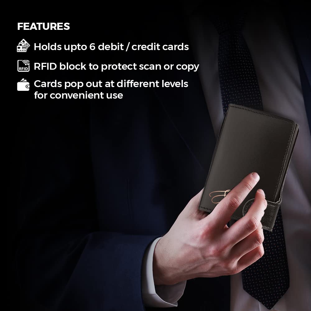 Cello Signature Executive Gift Set | Blue Ink | 1 Ball Pen + 1 Metal Keychain + 1 RFID Protected Wallet | Black Finish Pen | Premium Metal Pens | Stylish Gifts for Men | Corporate Gifting