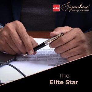 Alternative view of Cello Signature Moonlit Ball Pen | Blue Ink | 1 Ball Pen | White Gold, Black & Gold Finish | Premium Metal Pen for Gift | Stylish Corporate & New Year Gifts for Men & Women