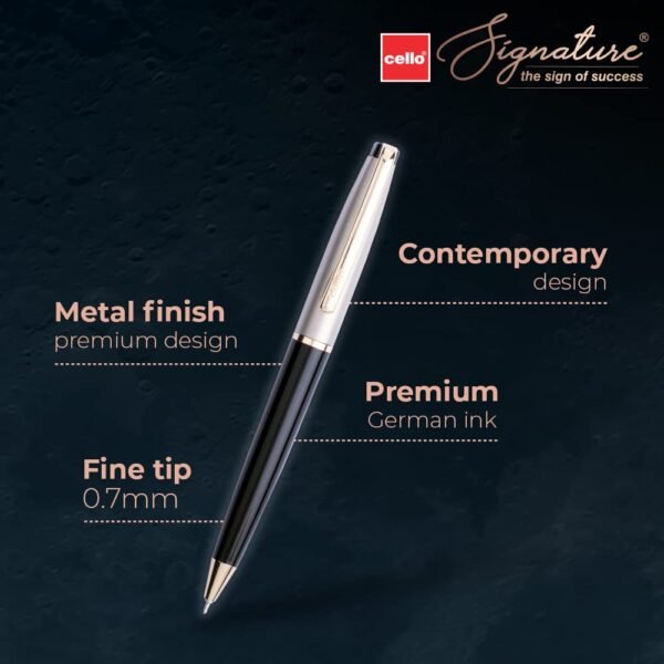 Cello Signature Moonlit Ball Pen Pinpoint Ballpoint Pens - Blue (Pack of 10) - Image 3
