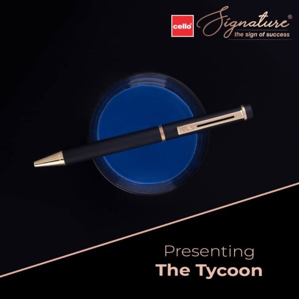 Cello Signature Origin Ball Pen | Blue Ink | 1 Ball Pen | Black & Golden Finish | Premium Metal Pen for Gift | Stylish Corporate & New Year Gifts for Men & Women - Image 2