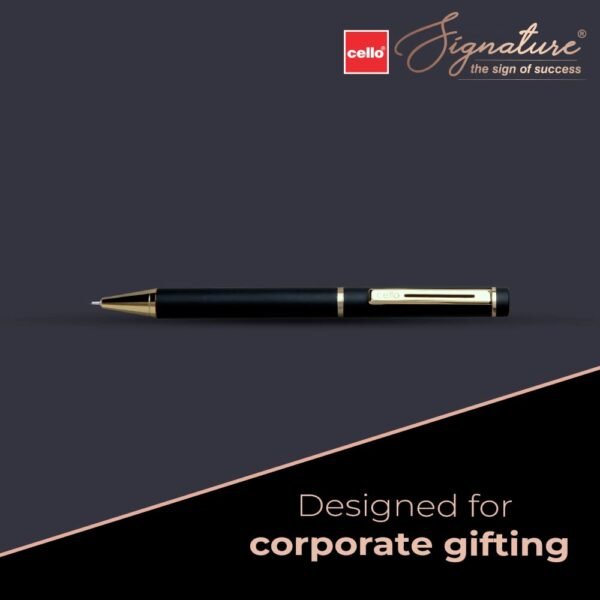 Cello Signature Origin Ball Pen | Blue Ink | 1 Ball Pen | Black & Golden Finish | Premium Metal Pen for Gift | Stylish Corporate & New Year Gifts for Men & Women - Image 5
