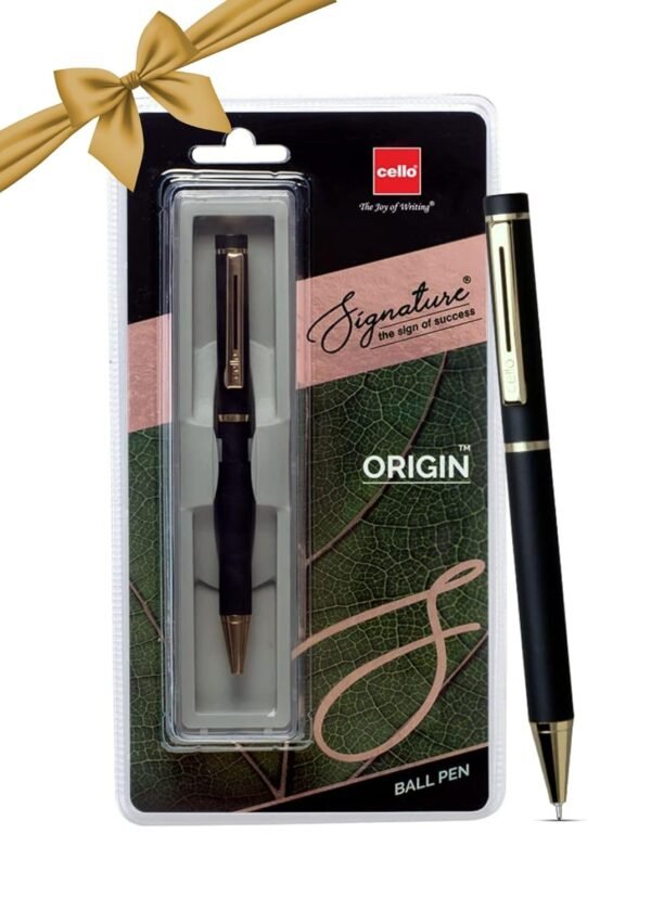 Cello Signature Origin Ball Pen | Blue Ink | 1 Ball Pen | Black & Golden Finish | Premium Metal Pen for Gift | Stylish Corporate & New Year Gifts for Men & Women - Image 6