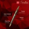 Cello Signature Pen Gift Set | Blue Ink | Pack Of 1 Rudraksha Pearl Bracelet & 1 Ball Pen | Gun Metal Finish | Premium Metal Pens for Office Use | Corporate Gifting | Stylish Gifts for Bhai Dooj