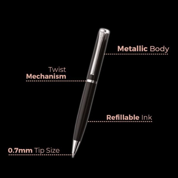 Cello Signature Professional Gift Set | Blue Ink | 1 Ball Pen + 1 Metal Keychain | Black & Silver Finish | Premium Metal Pen for Gift | Stylish Corporate & New Year Gifts for Men & Women - Image 7