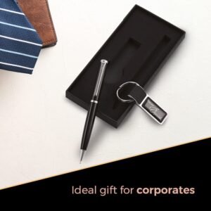 Alternative view of Cello Signature Professional Gift Set | Blue Ink | 1 Ball Pen + 1 Metal Keychain | Black and Silver Finish | Premium Metal Pens for Office | Stylish Gifts for Men & Women | Corporate Gifting