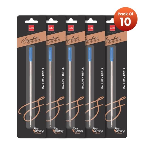 Cello Signature Series 0.7mm Ball Pen Refill | Smooth Ink Flow System | Fits All Signature Series Ball Pens | Blue Ink, Pack of 10 - Image 2