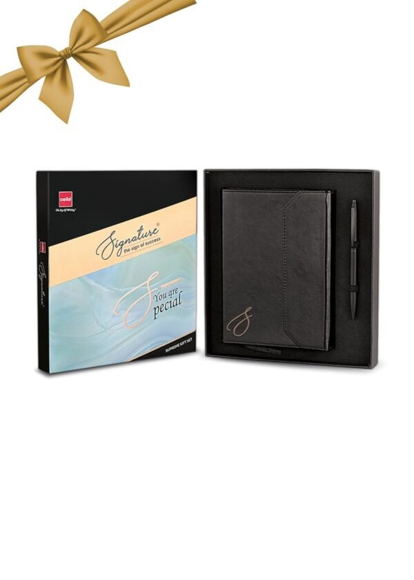 Cello Signature Supreme Gift Set | Blue Ink | 1 Ball Pen + 1 Magnetic Lock Journal | Matte Finish | Premium Metal Pen for Gift | Stylish Corporate & New Year Gifts for Men & Women - Image 4
