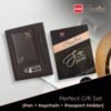 Cello Signature Travel Gift Set | Blue Ink | 1 Ball Pen + 1 Metal Keychain + 1 Classy Passport Holder | Matte Finish Pen | Premium Pens | Stylish Gifts for Men & Women | Corporate Gifting