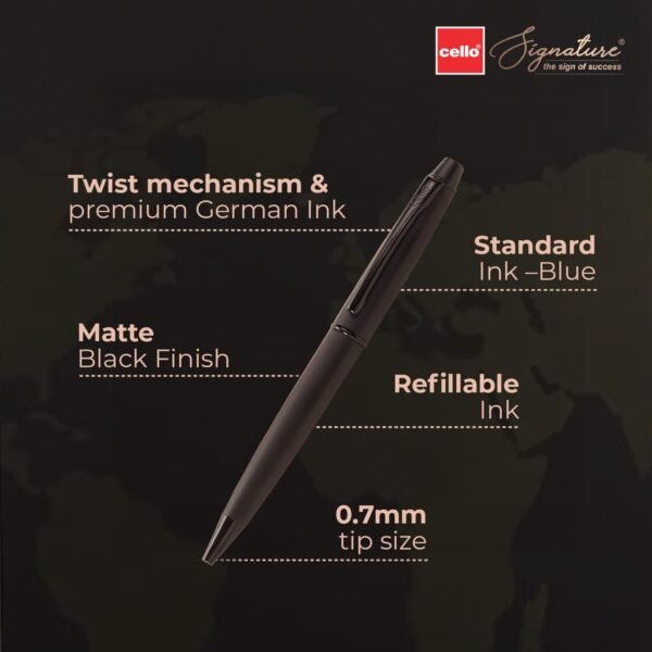 Cello Signature Travel Gift Set | Blue Ink | 1 Ball Pen + 1 Metal Keychain + 1 Classy Passport Holder | Matte Finish Pen | Premium Pens | Stylish Gifts for Men & Women | Corporate Gifting - Image 3
