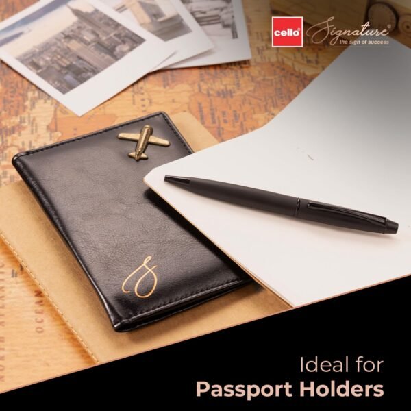 Cello Signature Travel Gift Set | Blue Ink | 1 Ball Pen + 1 Metal Keychain + 1 Classy Passport Holder | Matte Finish Pen | Premium Pens | Stylish Gifts for Men & Women | Corporate Gifting - Image 5