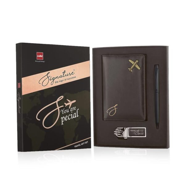 Cello Signature Travel Gift Set | Blue Ink | 1 Ball Pen + 1 Metal Keychain + 1 Classy Passport Holder | Matte Finish Pen | Premium Pens | Stylish Gifts for Men & Women | Corporate Gifting - Image 7