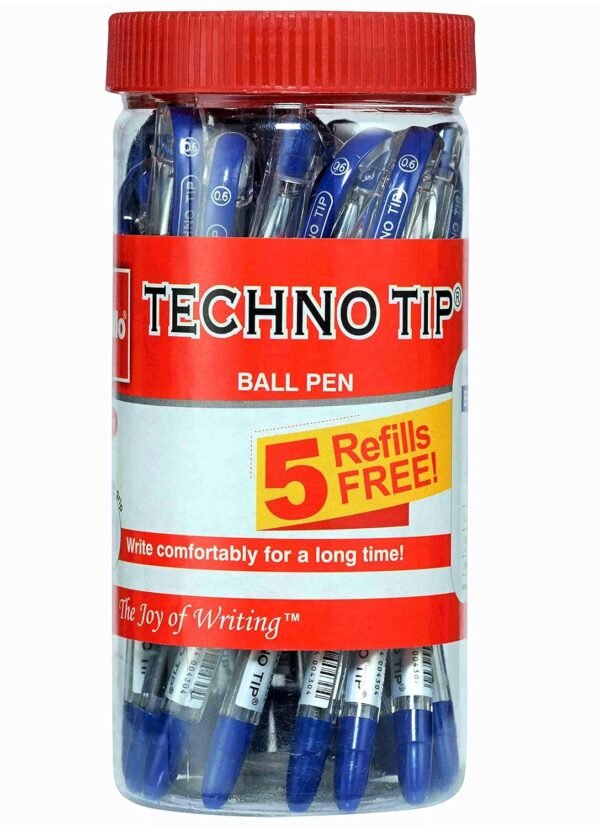 Cello Technotip Ball Pen Jar(Pack Of 20 Pens In Blue Ink With 5 Free Blue Refills)| Lightweight Ba Hi-Lighter(Pack Of 5, Vivid Colors - Yellow, Pink, Peach, Orange And Purple)| Easily Applica