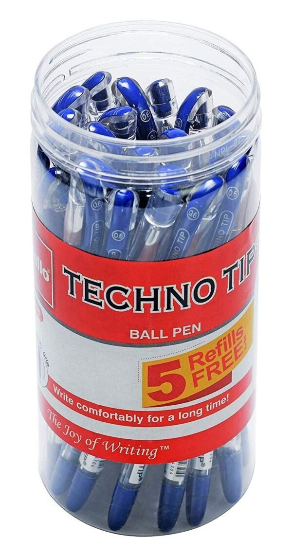 Cello Technotip Ball Pen Jar(Pack Of 20 Pens In Blue Ink With 5 Free Blue Refills)| Lightweight Ba Hi-Lighter(Pack Of 5, Vivid Colors - Yellow, Pink, Peach, Orange And Purple)| Easily Applica - Image 3