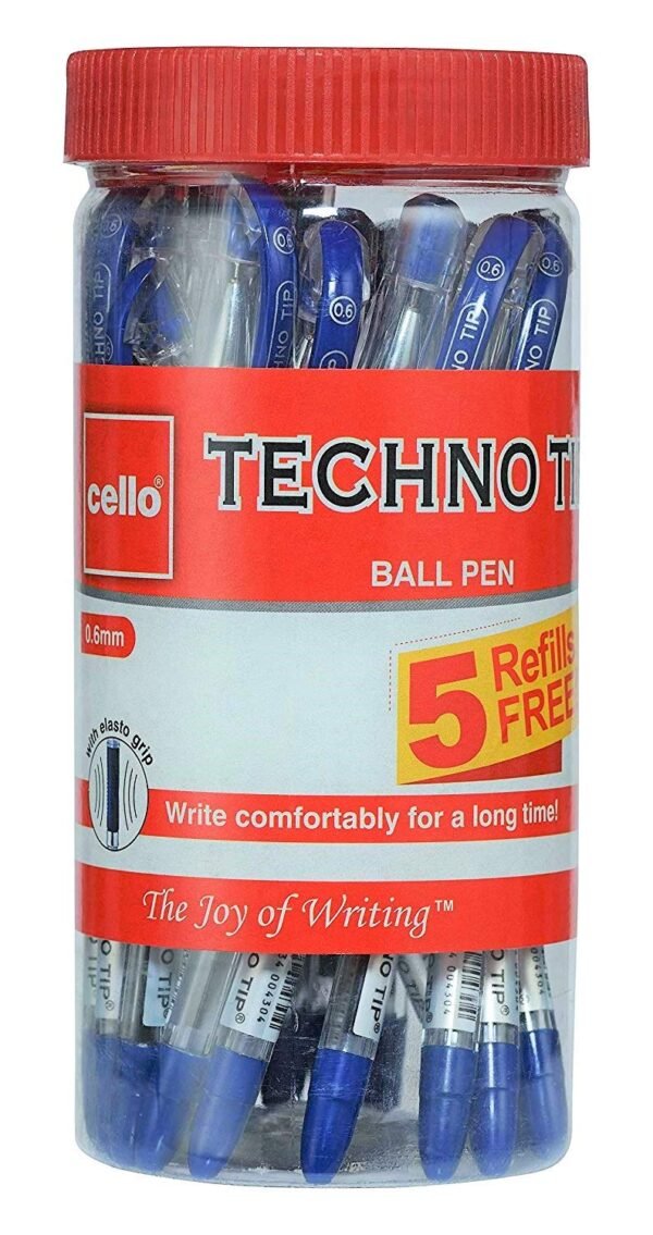 Cello Technotip Ball Pen Jar(Pack Of 20 Pens In Blue Ink With 5 Free Blue Refills)| Lightweight Ba Hi-Lighter(Pack Of 5, Vivid Colors - Yellow, Pink, Peach, Orange And Purple)| Easily Applica - Image 4
