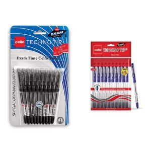 Cello Technotip Ball Pen Set (Pack of 10) - Blue and Black | Lightweight Pens for Pressure-Free & Fine Writing | Exam Pens With Grip