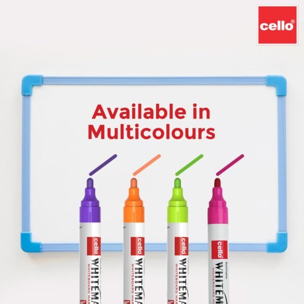Cello Whitemate Vivid Whiteboard Marker (4 Vivid ink colors - Orange, Magenta, Violet, Lime) | Stationery for Home, Schools and Offices - Image 4