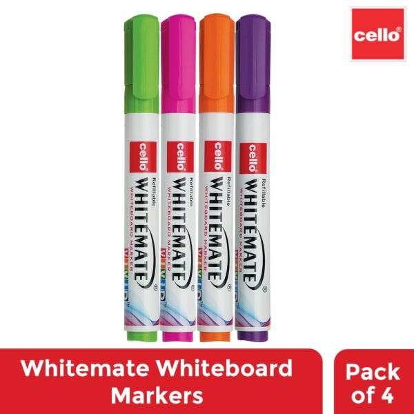 Cello Whitemate Vivid Whiteboard Marker (4 Vivid ink colors - Orange, Magenta, Violet, Lime) | Stationery for Home, Schools and Offices - Image 6